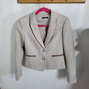 Tommy Hilfiger Tan Knit Blazer w/ Elbow Patches Jacket, Size 4